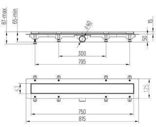Душевой лоток Paini Line CH750L 75см хром глянец